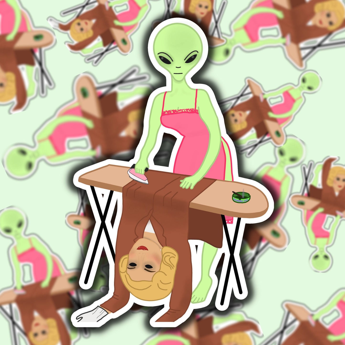 Ironing Alien Sticker