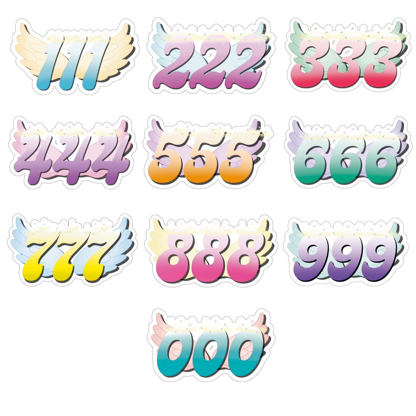 Winged Angel Number Stickers
