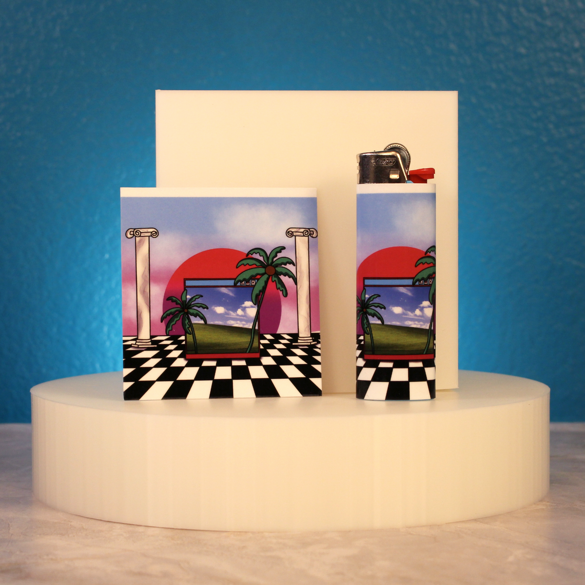 Checkered Vaporwave Lighter Wrap Sticker