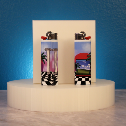 Checkered Vaporwave Lighter Wrap Sticker