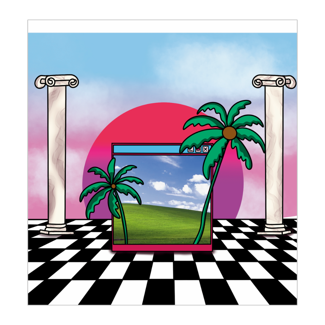 Checkered Vaporwave Lighter Wrap Sticker