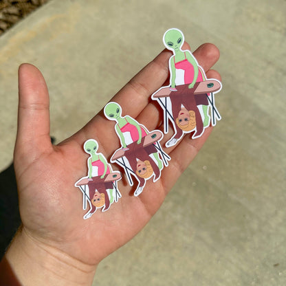 Ironing Alien Sticker