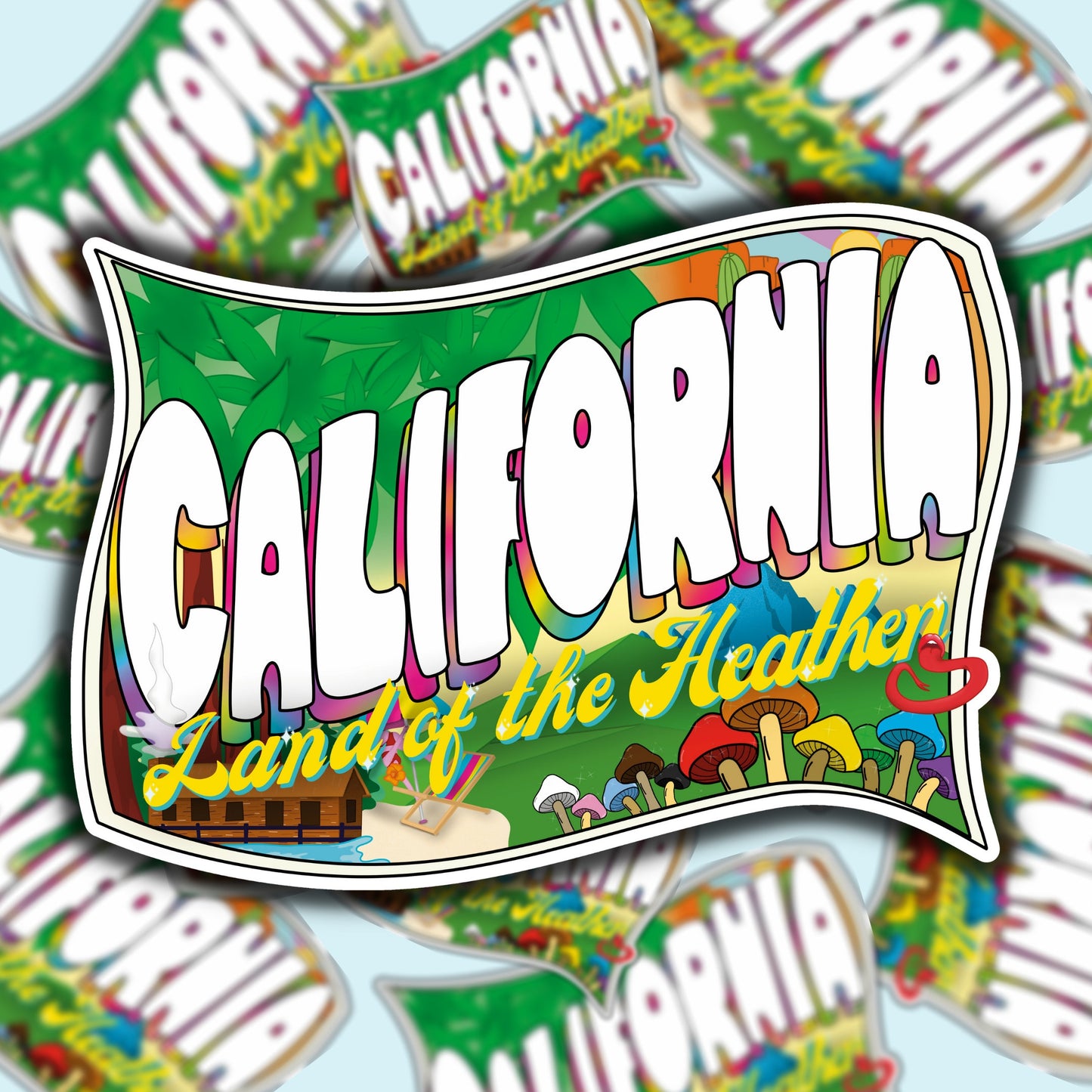 California: Land of the Heathen Postcard Sticker